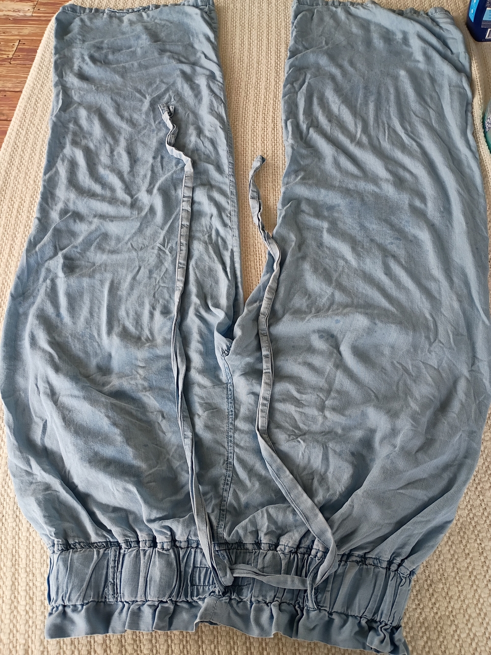 Thread & Supply Dusty Blue Wide-Leg Drawstring Track Pants